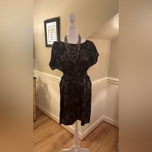 100% Silk Belted Shift Dress